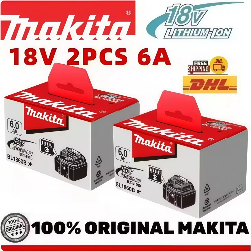 Original Makita 6Ah for Makita 18V Battery BL1830B BL1850B B