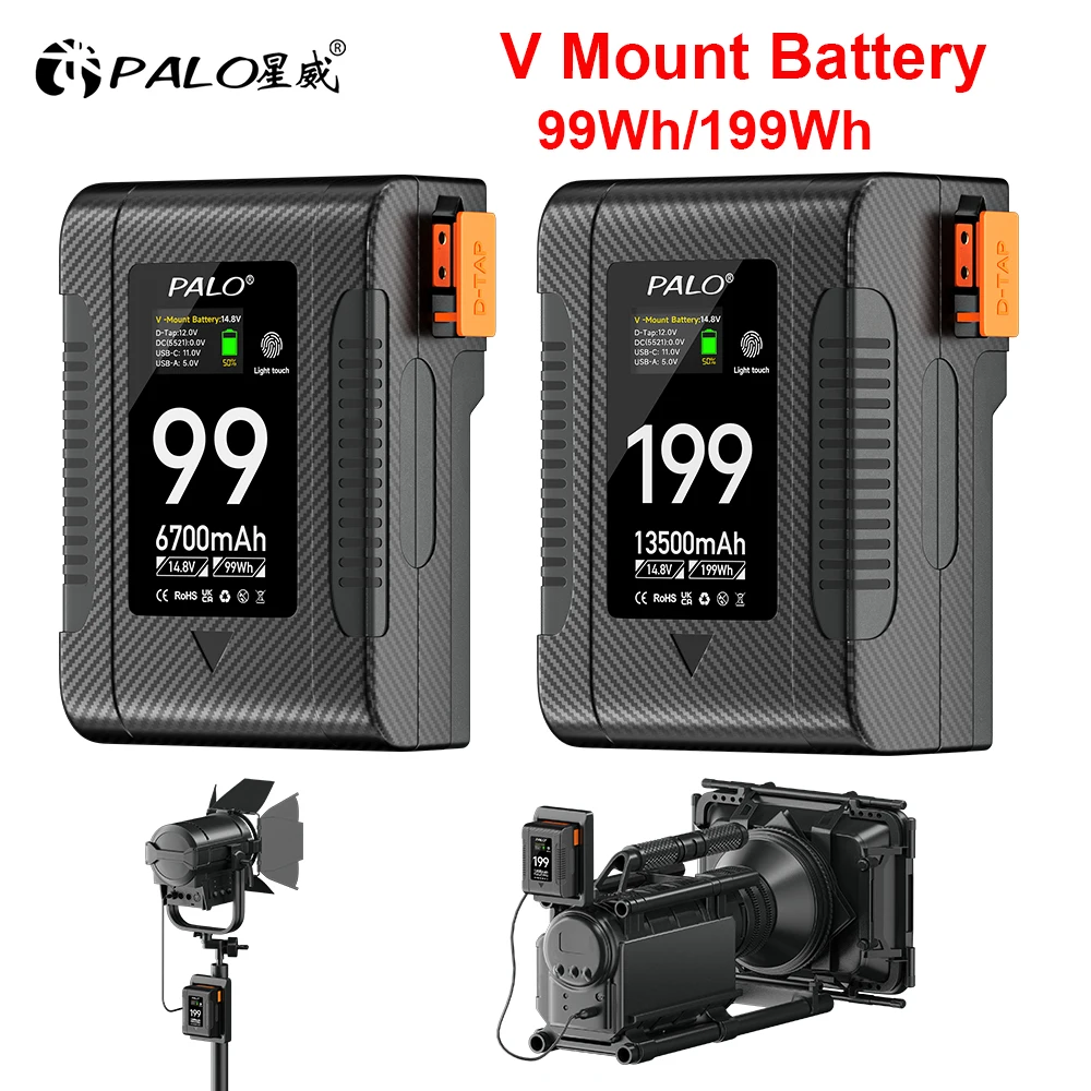 PALO V Mount Battery V Lock 99Wh 199Wh for Sony HDCAM XDCAM Digital Cinema Cameras LED Light DSLR BMPCC 4K Monitor Other Camcord