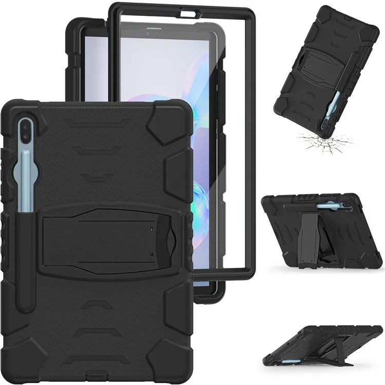 Impact Resistant PC + Soft Silicone Tablet Cover Case with Kickstand for Samsung Galaxy Tab S6 SM-T860 (Wi-Fi)/SM-T865 (LTE)/SM-
