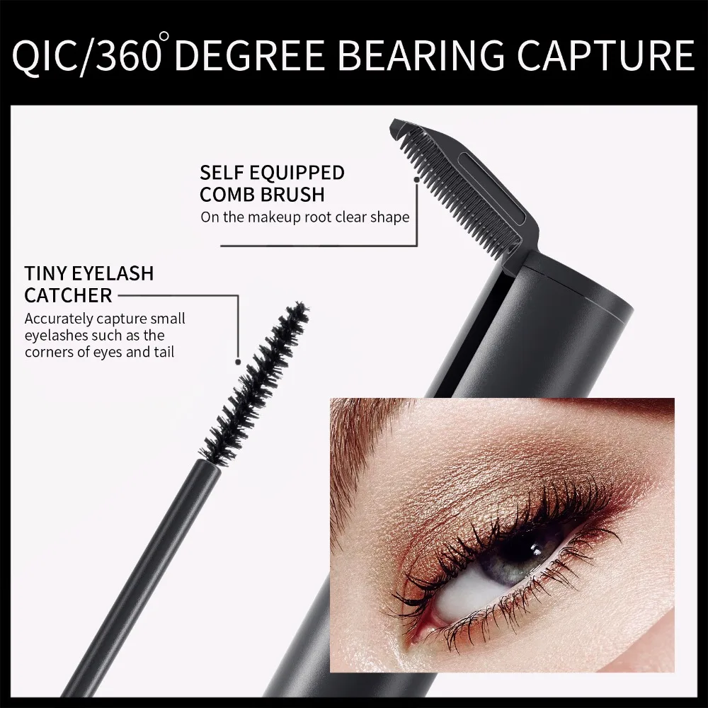 Long Lasting Waterproof Mascara Black Ink Waterproof Lengthening Mascara Non-Smudge Natural Look Eyelashes Makeup 24 Hours Wear