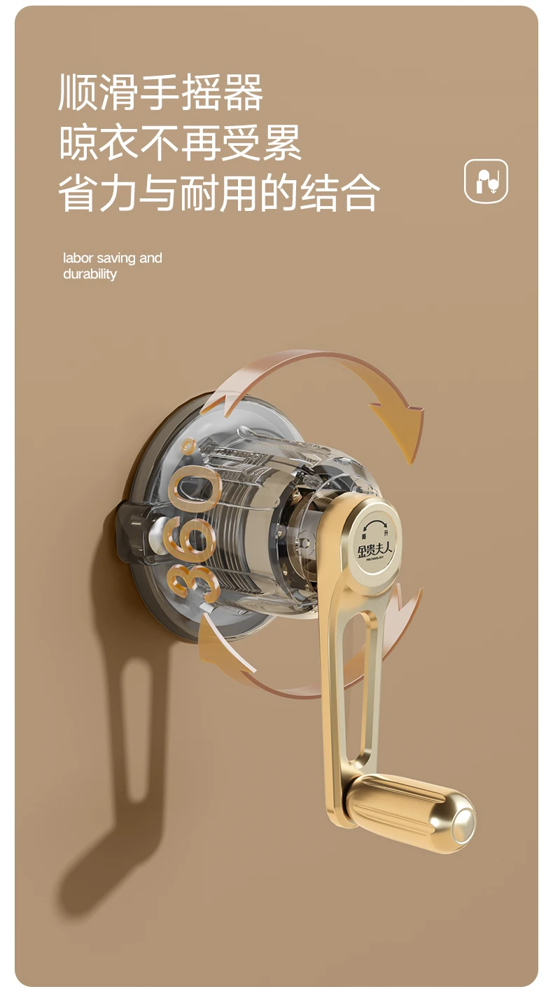 Lifting drying rack Balcony hand-cranked clothes drying rack Double pole Household top-mounted clothes drying rack Four pole clo