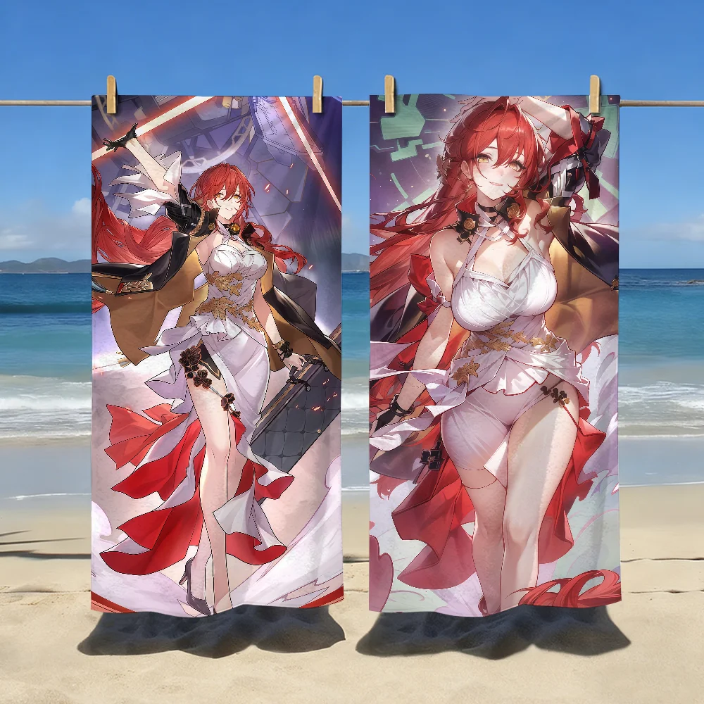 Himeko Game Honkai Star Rail Towel Sports Quick Dry Travel Camping Gear Sandproof Soft Light Large Beach Towel