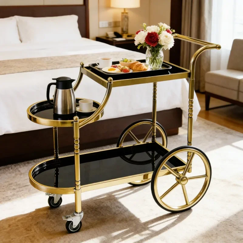 Hotel restaurant food delivery truck KTV mobile cart Commercial three-story 4S shop Wine cart Chess and card tea cart, cake cart
