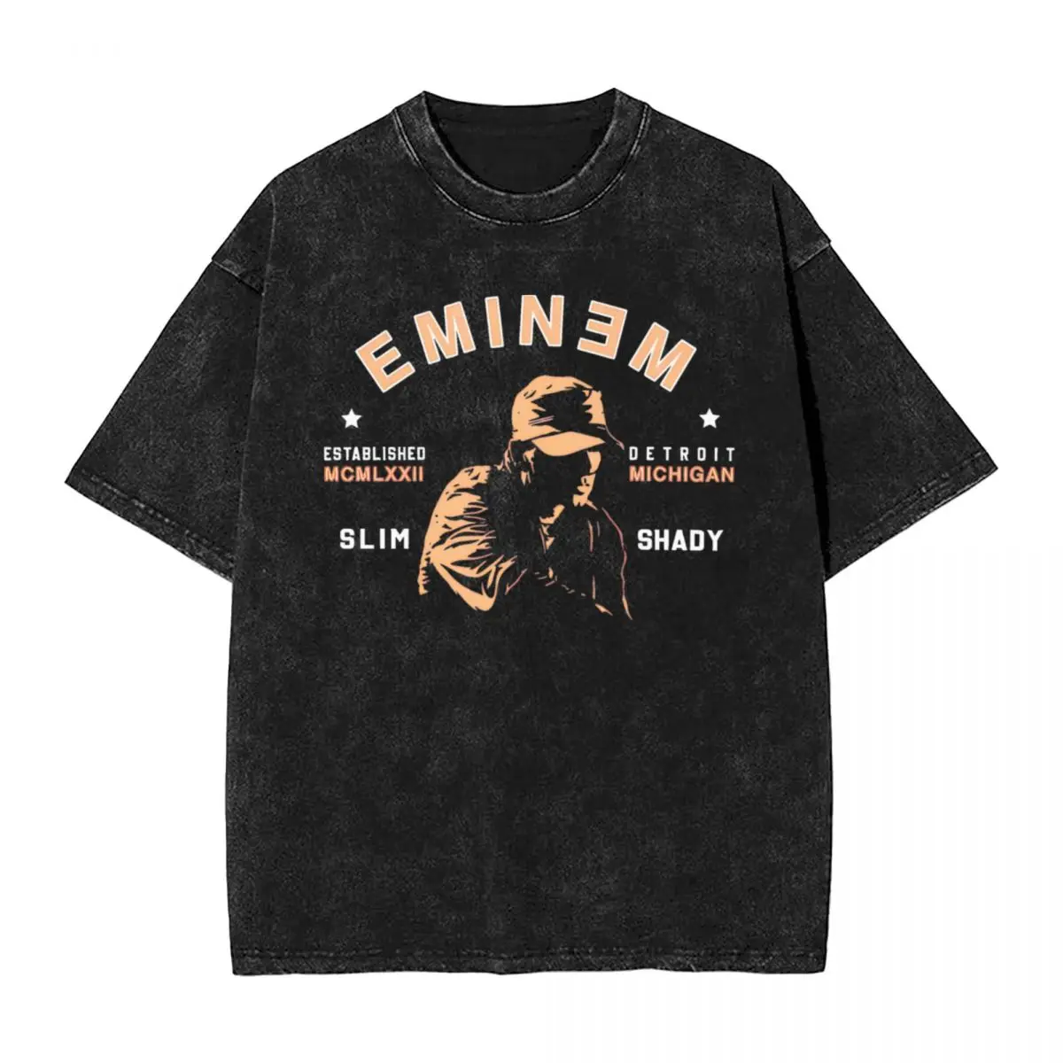 Singer Eminem T Shirt Hip Hop Washed Short Sleeve Oversize T-Shirt Novelty for Men Women Tops Streetwear Graphic Printed Tees