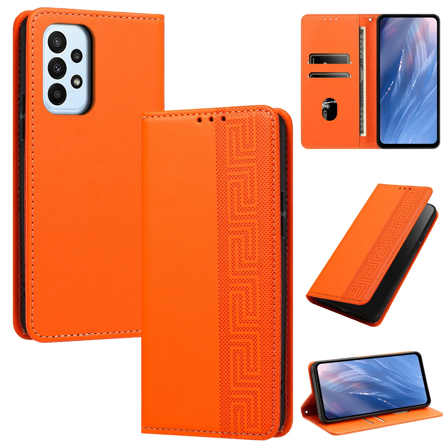 Embossed PU Leather Silicone Case, Compatible with Samsung Galaxy A53/A54/A55/A57 with Card Slot Flip Shock Magnetic Phone Case