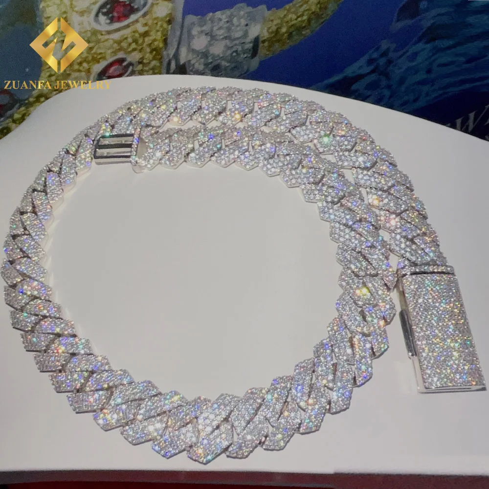 Ready to Ship 20mm Miami Chain 925 Sterling Silver Vvs Moissanite Iced Out Cuban Link Chain