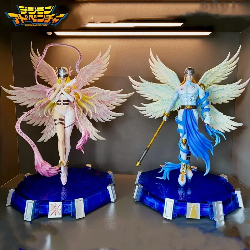 

28cm Anime Digimon Adventure Figures Angewomon Angemon Led Action Figurines Pvc Statue Model Collection Doll Toy Children Gift