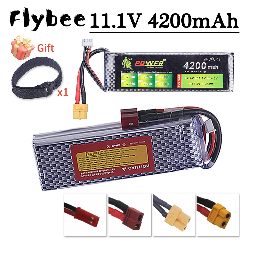 3S Aircraft Lipo Battery 11.1V 4200mAh 40C Rechargeable Battery With T JST XT30 XT60 Connector For RC Car, Airplane, Quadcopter