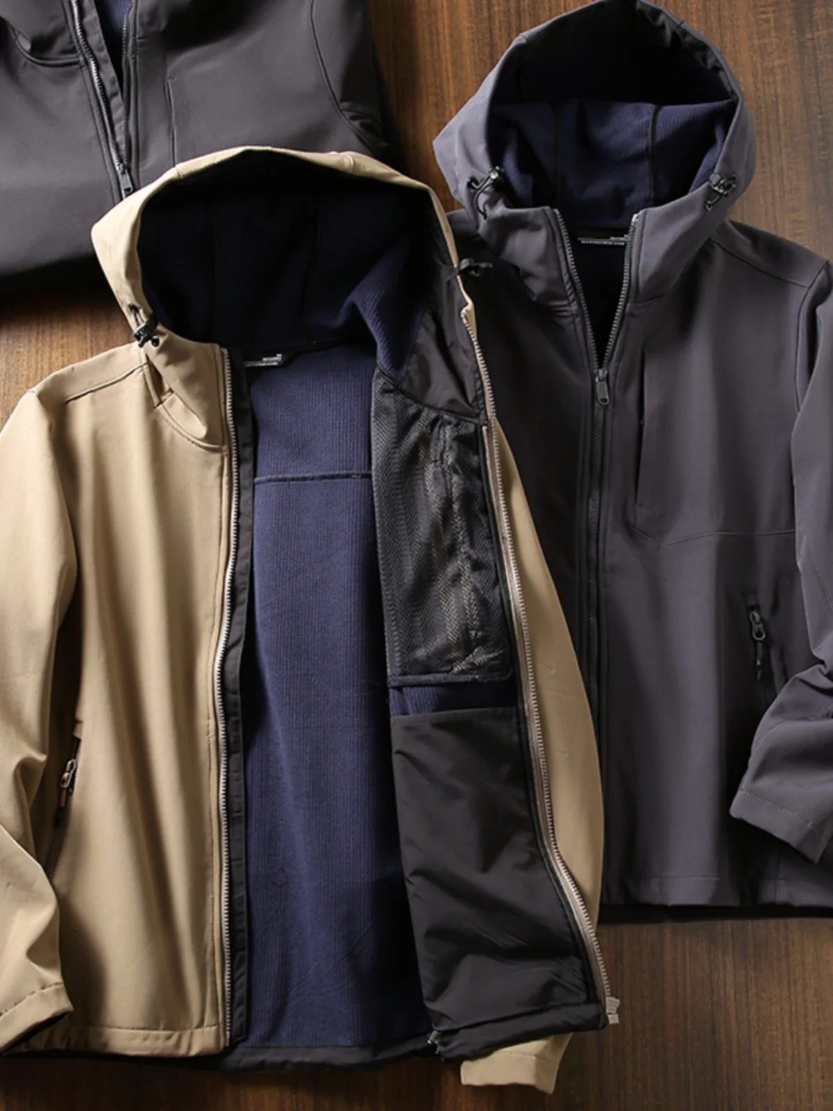 

Мужская утепленная флисовая куртка с капюшоном, ветрозащитная, водонепроницаемая, осенне-зимняя, модная, городская, приталенная, с длинными рукавами