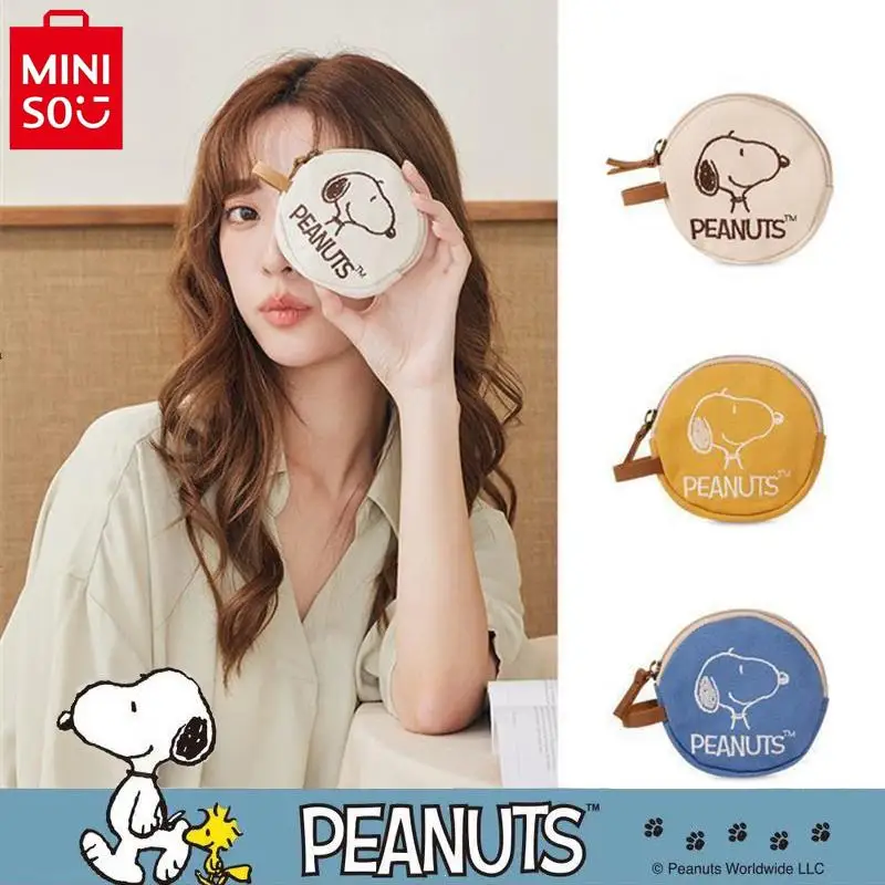 

MINISO Snoopy Anime Coin Purse Women Portable Headphone Bag Lipstick Cosmetic Bag Cartoon Cute Children Anti-Lost Key Bag Gift