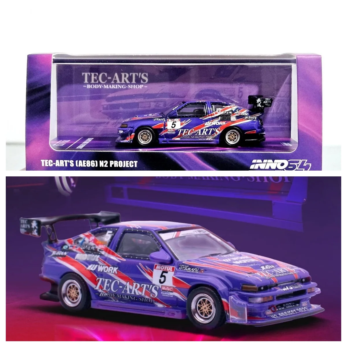 

INNO64 Sprinter Trueno AE86 Purple N2 Project by Tec-Art 1/64 Diecast Model Car Collection Limited Edition Hobby Toys