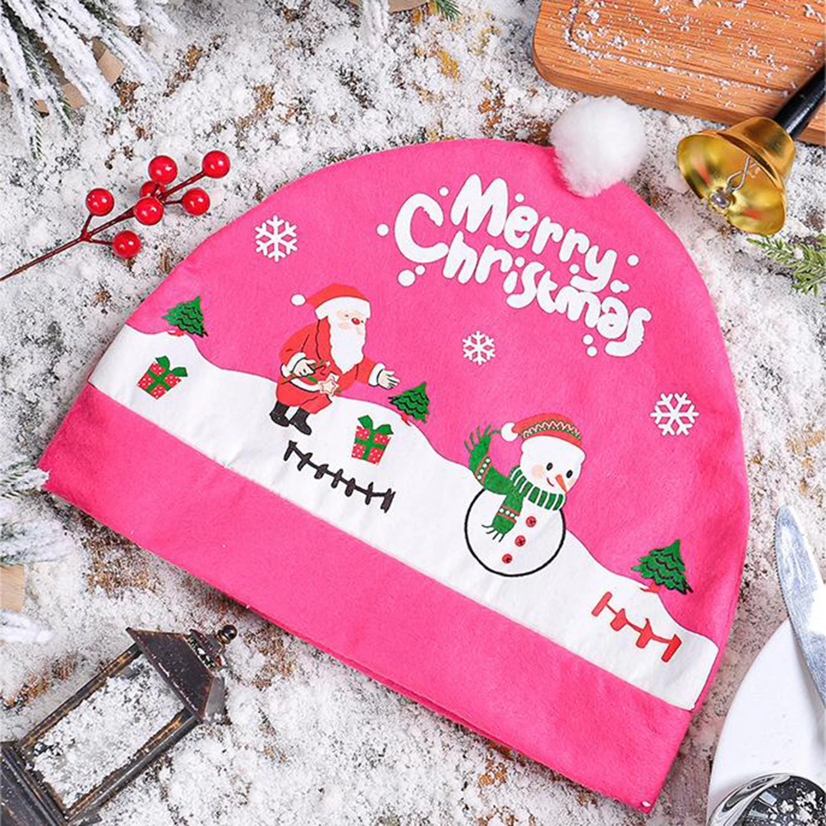 Christmas Car Seat Headrest Cover Christmas Ornaments Seat Protection Santa Hat Car Decoration Car Seat Accessories