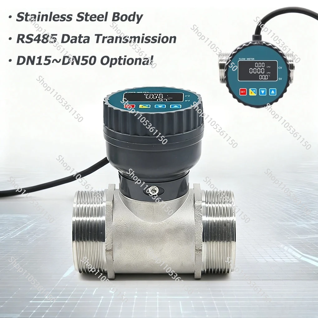 Stainless Steel Digital Flow Meter RS485 Remote Signal Transmission High Precision Liquid Pipeline Flowmeter Water Flow Sensor