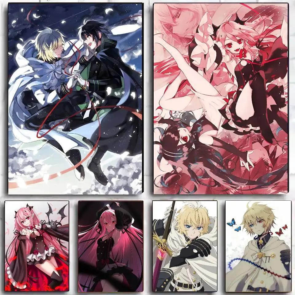 Anime Seraph of The End Poster Selbstklebende Kunst Wasserdichter Papieraufkleber Kaffeehaus Bar Wohnheim Zimmer Wanddekoration