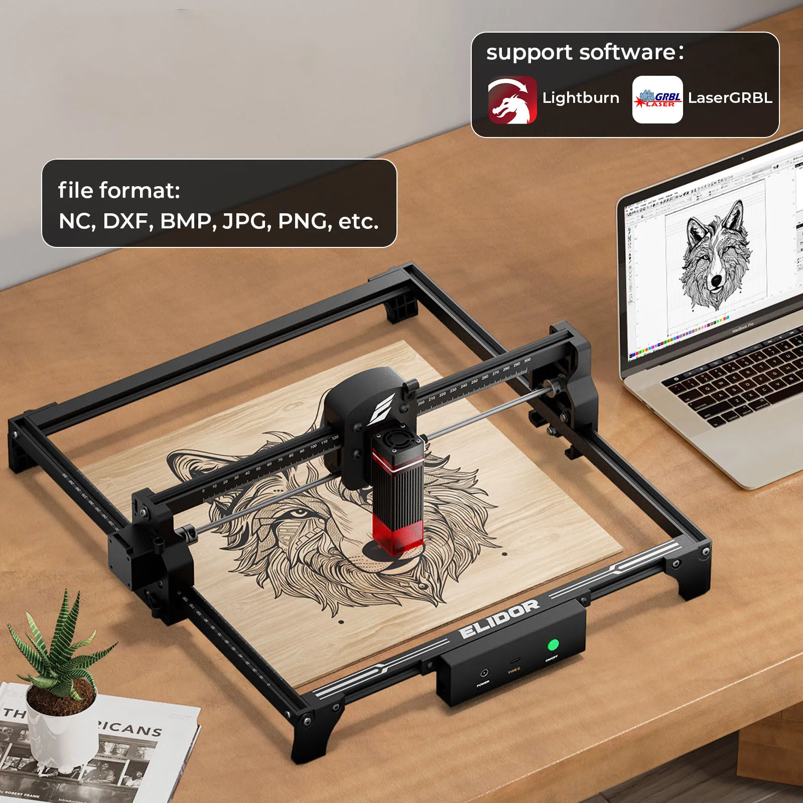 Z6 6W 6000mw laser engraving and cutting machine, 300x300mm large working area