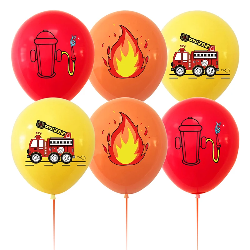 10pcs Firefighting Theme Balloons 12inch Latex Balloons Firefighter Party Decoration Boy Kids Birthday Party Baby Shower