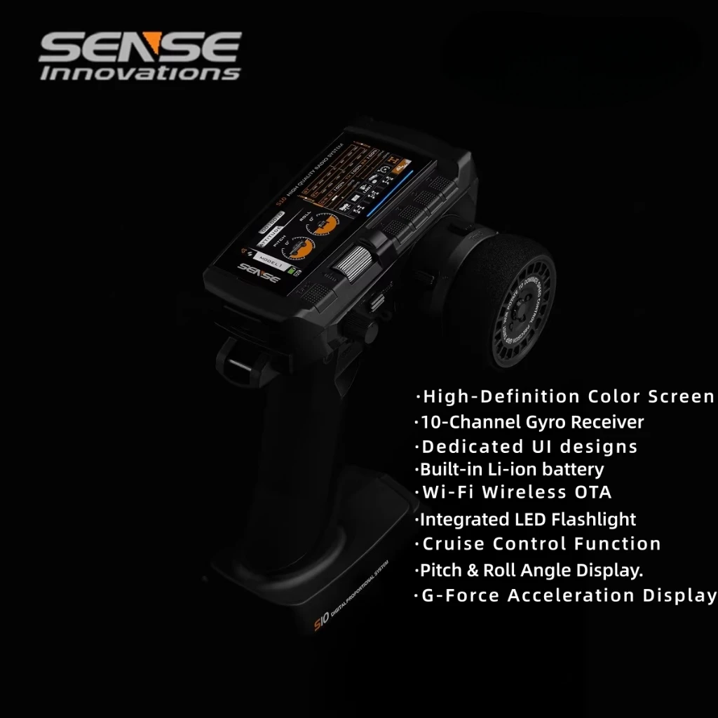 Originele SENSE S10 10-CH Radio Systeem Afstandsbediening Gyro Zender Cruise/Pitch Hoek/G Waarde/WIFI OTA Voor RC Auto Rc Tool