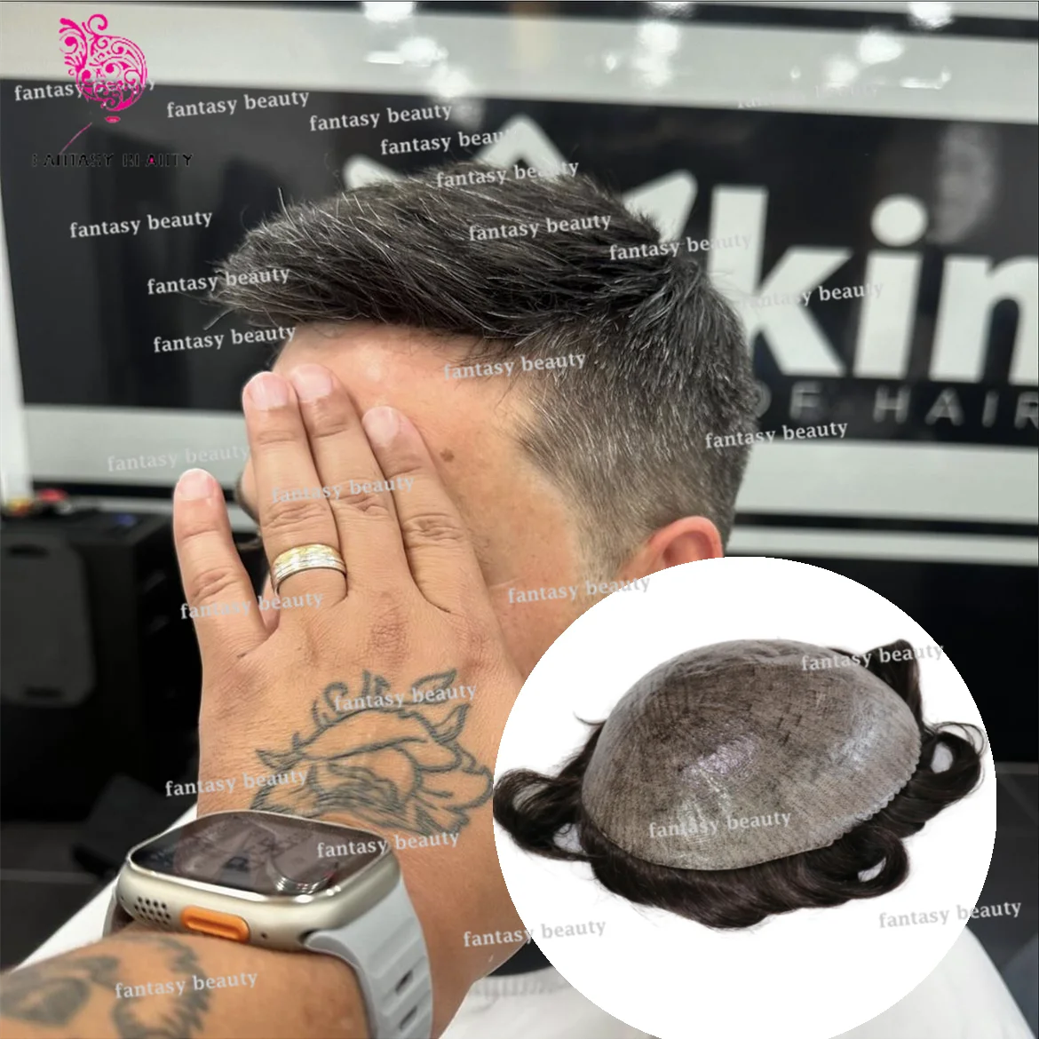 

Ultra-thin full PU skin Natural Hairline Durable Men Toupee replacement 100% Human Hair wig Invisible men's capillary prosthesis