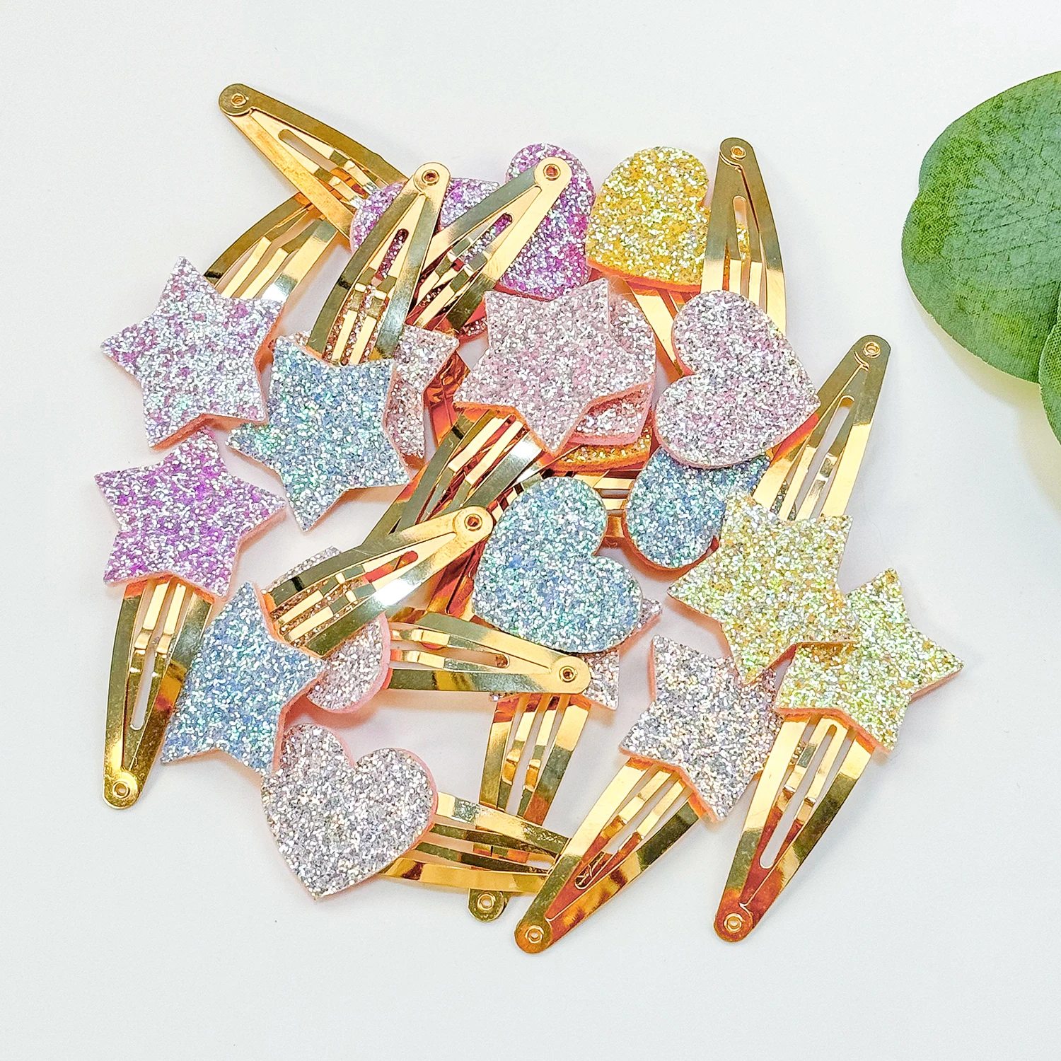 10/20pcs Sparkly Star Hair Clips Kids Glitter Heart Hairpins Girls Alloy Snap Barrettes Clips Kids Children Hair Accessories