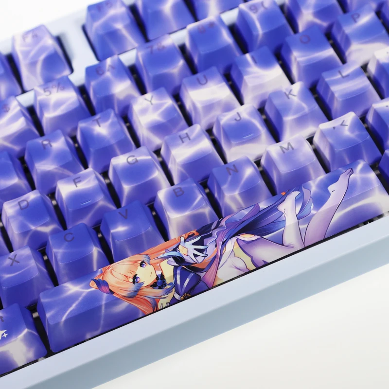 Genshin Impact Sangonomiya Kokomi 108 Key PBT DYE Sublimation Light Transmitting MX Cross Axis Switch Mechanical Keyboard Gift