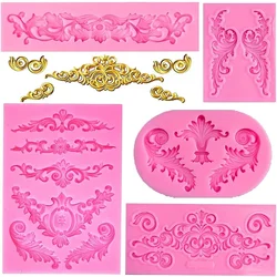 Baroque Grace Fondant Silicone Mold Embossed Flower Lace Mold 3D Carved Decorative Cupcake Decoration  Resin Molds