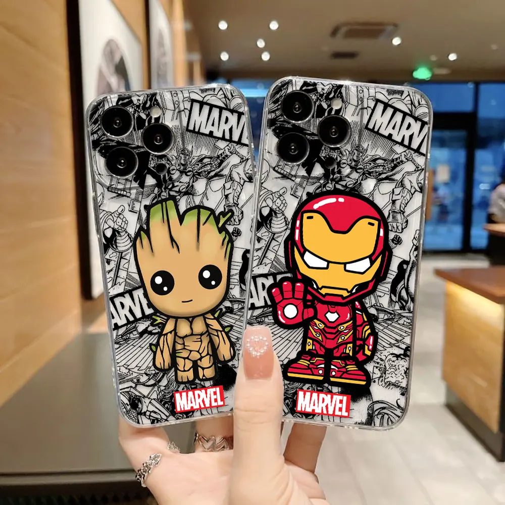 Iron Spider Man Venom Groot HulK Cover Clear Phone Case For Xiaomi Redmi Note 13 12 12S 11 11T 11S 10 9 10S 9S 9T 8 Pro Max Case