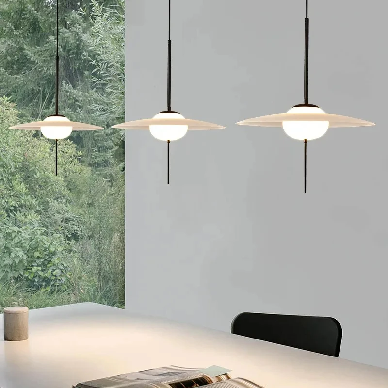 BUYBAY Nordic Simple Led Pendant Lights Restaurant Kicthen Island Dining Table Decorative Modern Round UFO Indoor Lighting Black