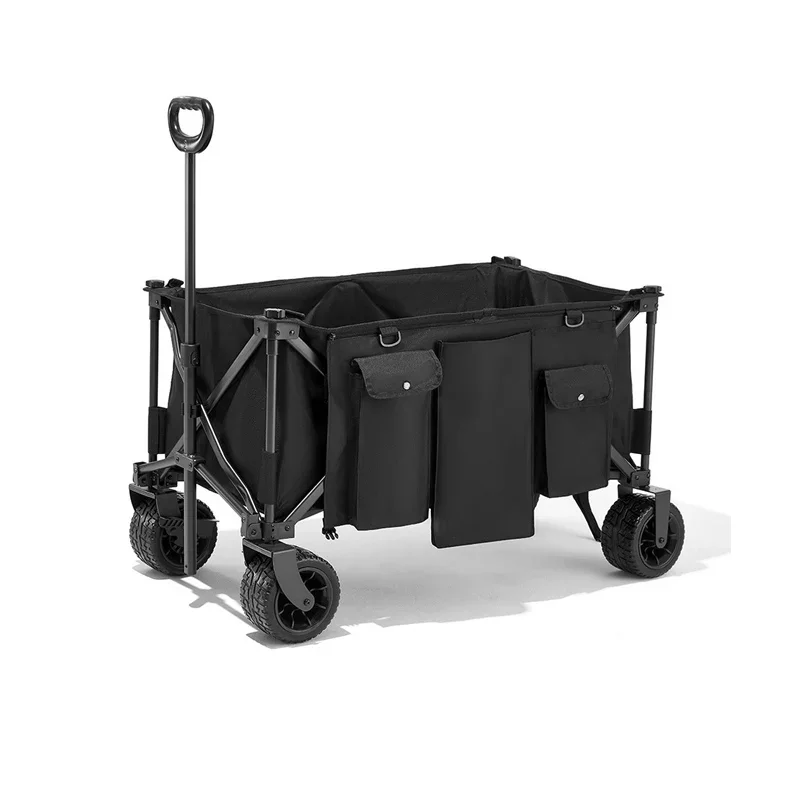 Large capacity four-wheel picnic trolley cart beach tool camping wagon with double brakes