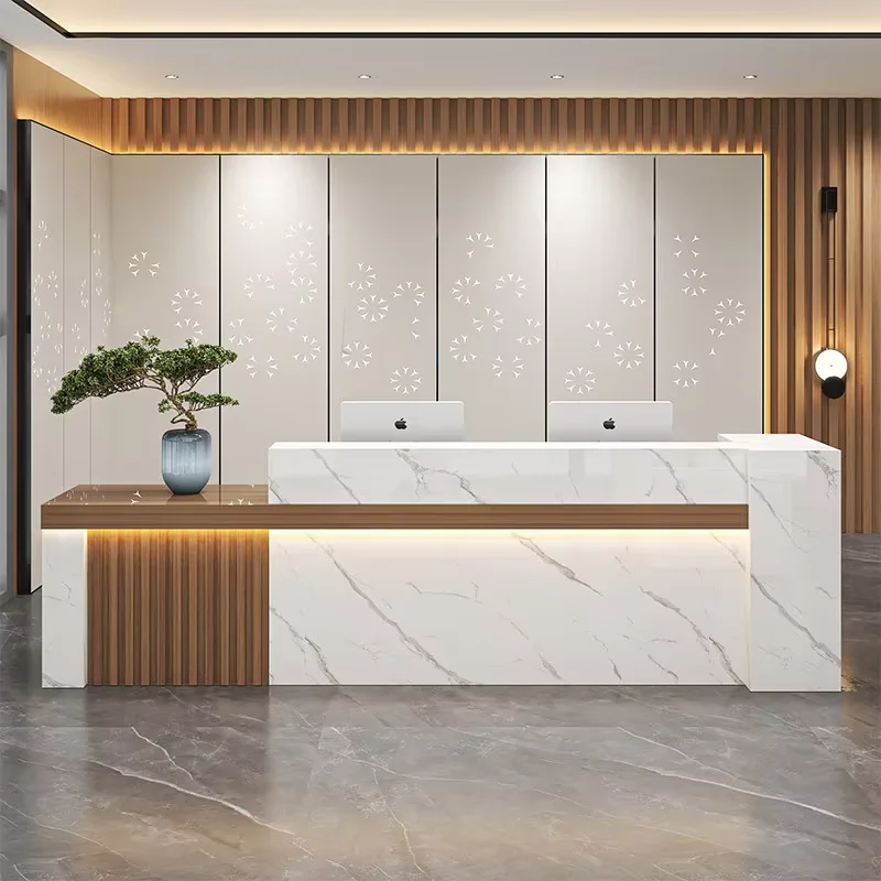 Decor Modern Reception Counter Luxury Hotels Gym Retail Store Reception Counter Checkout Design Theke Empfang Office Furniture