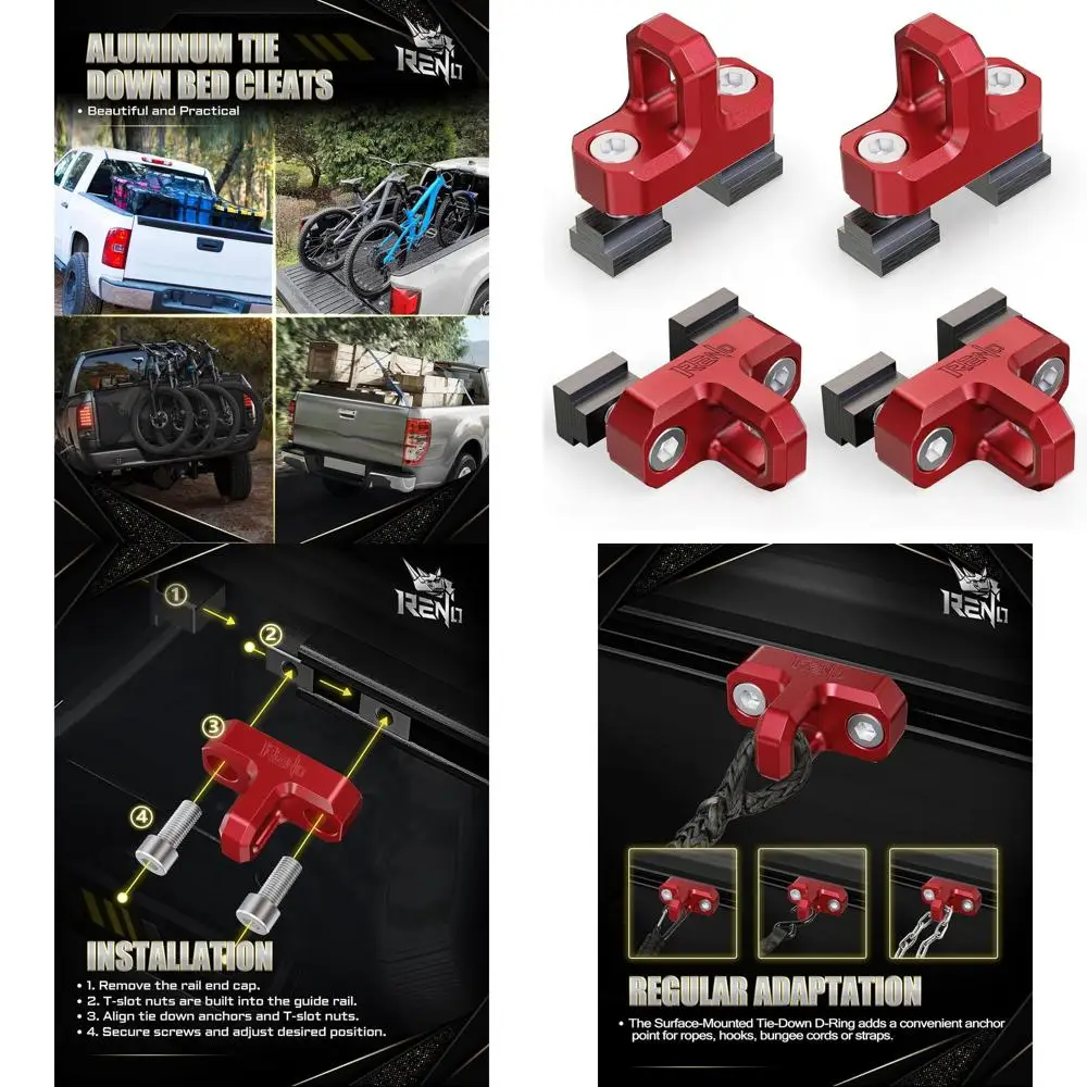 

RENO Tacoma Bed Rail Cleats, Cargo Trailer Tie Down Anchors Compatible with Tacoma Tundra Gladiator Truck, Replaces PT278-35160/