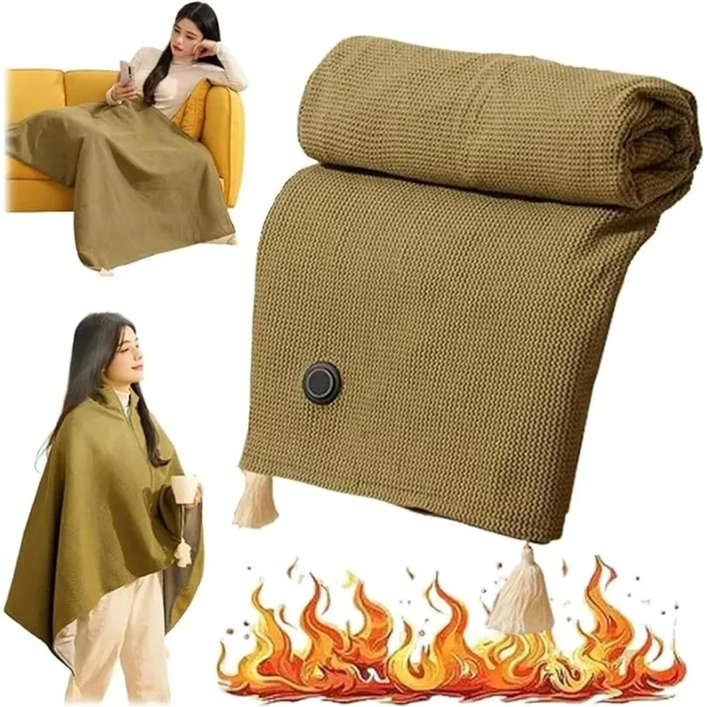 Graphene Electric Blanket USB Powered Wearable Heated Cape Soft Warm Shawl Throw Office Nap Home Use Low Voltage Safe Heating
