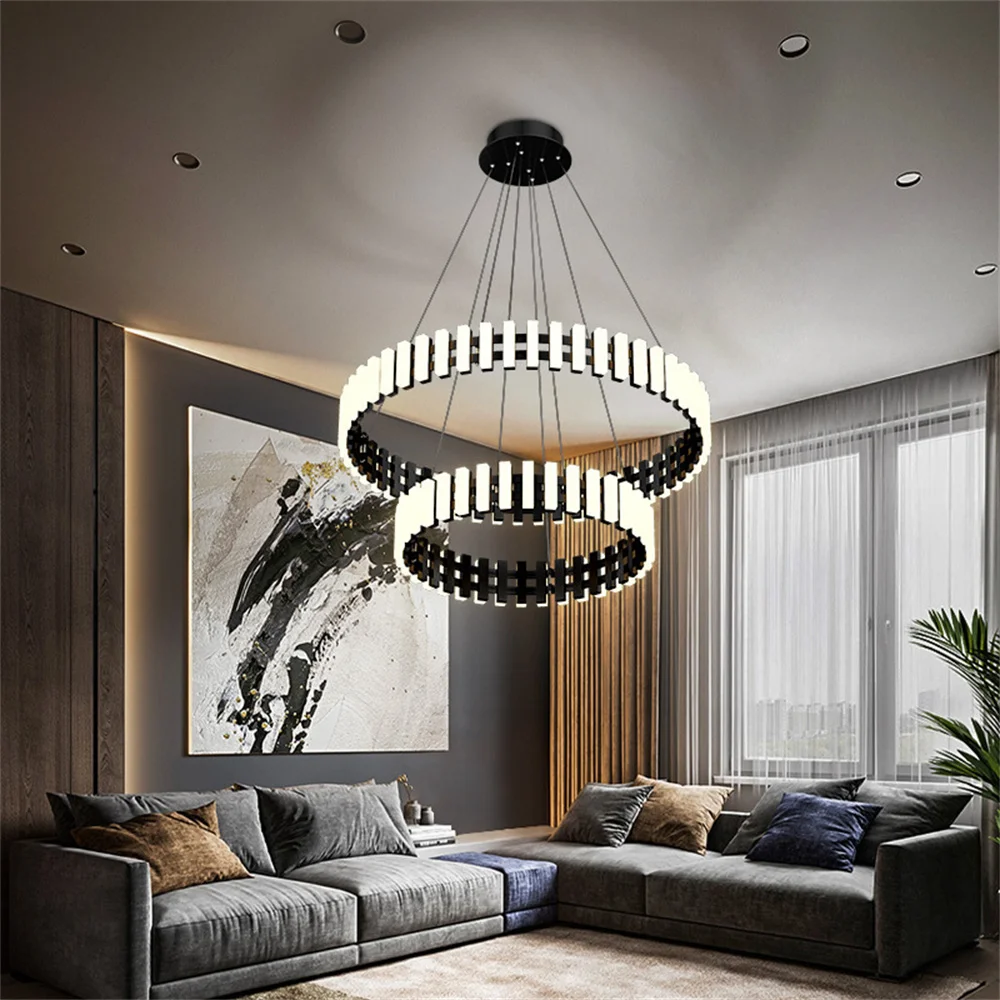 

Modern Piano Chandelier Art Round Square Chandelier Lighting Living Room Decoration Restaurant Hanging Light