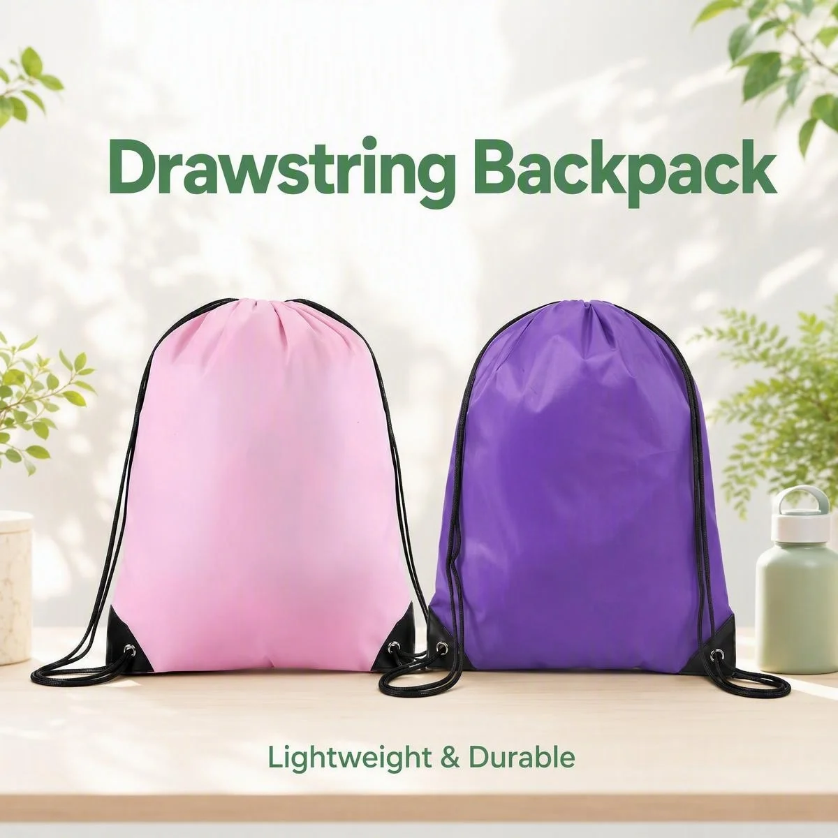 Lightweight Oxford Fabric Drawstring Backpack, Sports Gym Sack Bag for Outdoor Travel Fitness Students