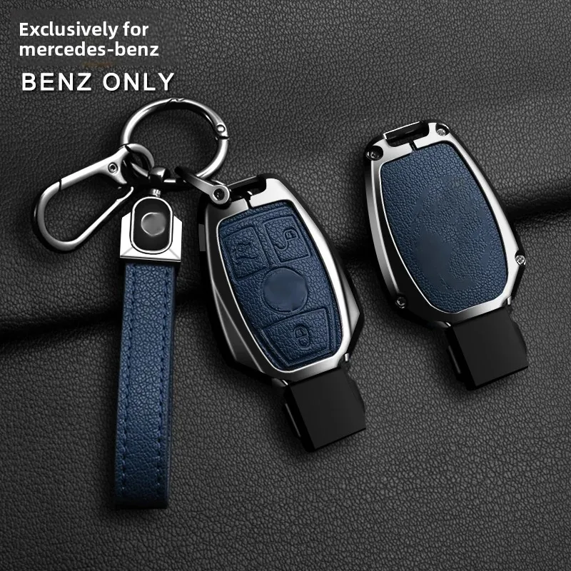 

Zinc alloy leather car key protection case for Mercedes Benz A B C E Class GLS GLA GLK GLC CLS CLA AMG W204 W205 W212 W463 W176