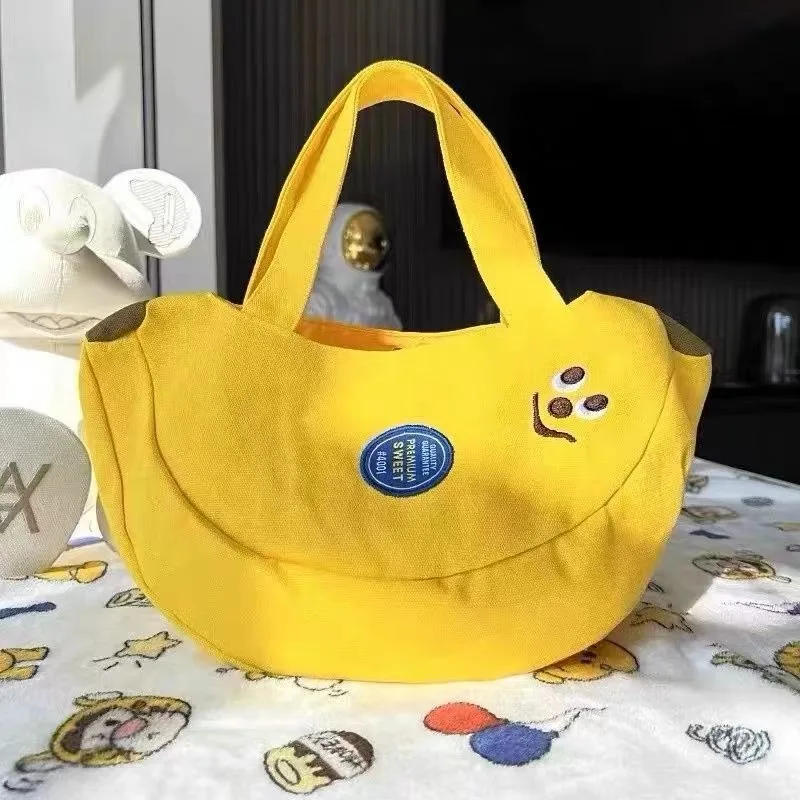 

Cute Banana Bag Cartoon Embroidered Canvas - Lightweight Handbag for Women Office Workers & Moms Everyday Crossbody Shoulder Bag