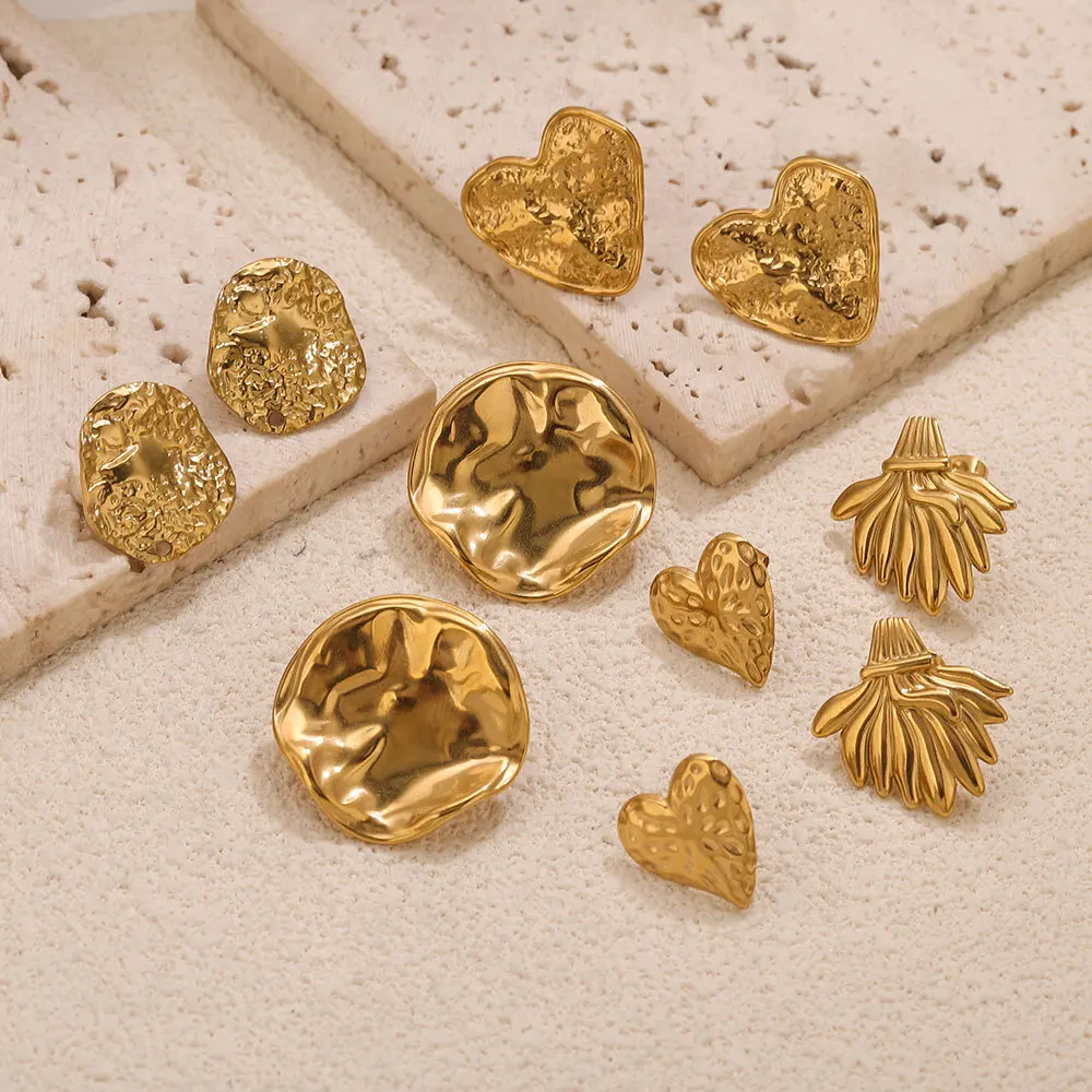 

6pcs/lot Stainless Steel Geometry Twists Golden Stud Earrings Punk Hip Hop Hooks Connectors Earring Base Posts Jewelry Supplies