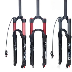 BOLANY MTB Bike Fork Dual Air Damping MTB Suspension Straight Tube 26 27.5 29 Inch Magnesium Alloy Quick Release 100mm