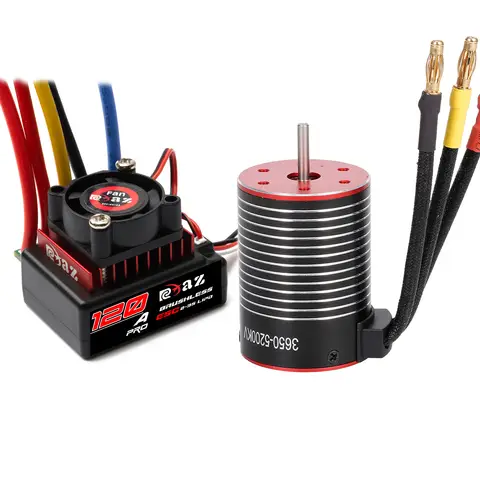 120A Brushless ESC 3650 3600KV 4500KV 5200KV Brushless Motor 2-3S Lipo Waterproof RC Power Combo for 1/10 RC Car Truck Buggy