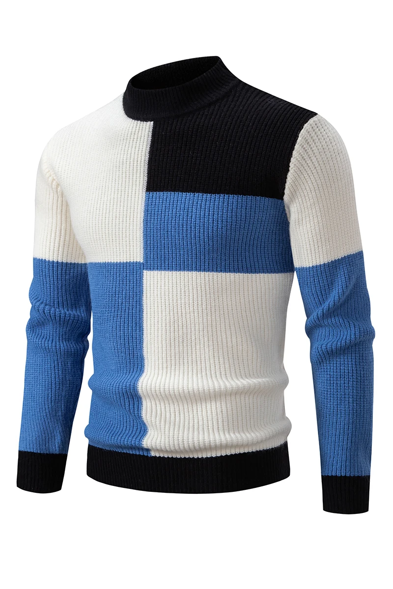 Maglione di lana lavorato a maglia a 6 colori maglione a maniche lunghe con collo alto Casual autunno inverno