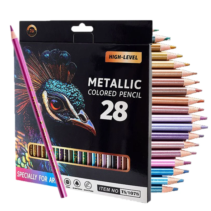 قلم رصاص ملون معدني 12/28 لون مجموعة أقلام رسم للأطفال لوازم فنية قرطاسية Kawaii