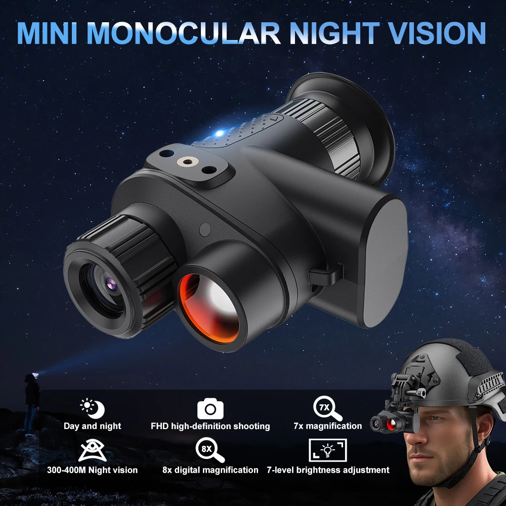 New arrival 4K HD Mini Head-Mounted 8X Zoom Infrared Telescope Digital Night Vision Monocular for Outdoor Video watching animals