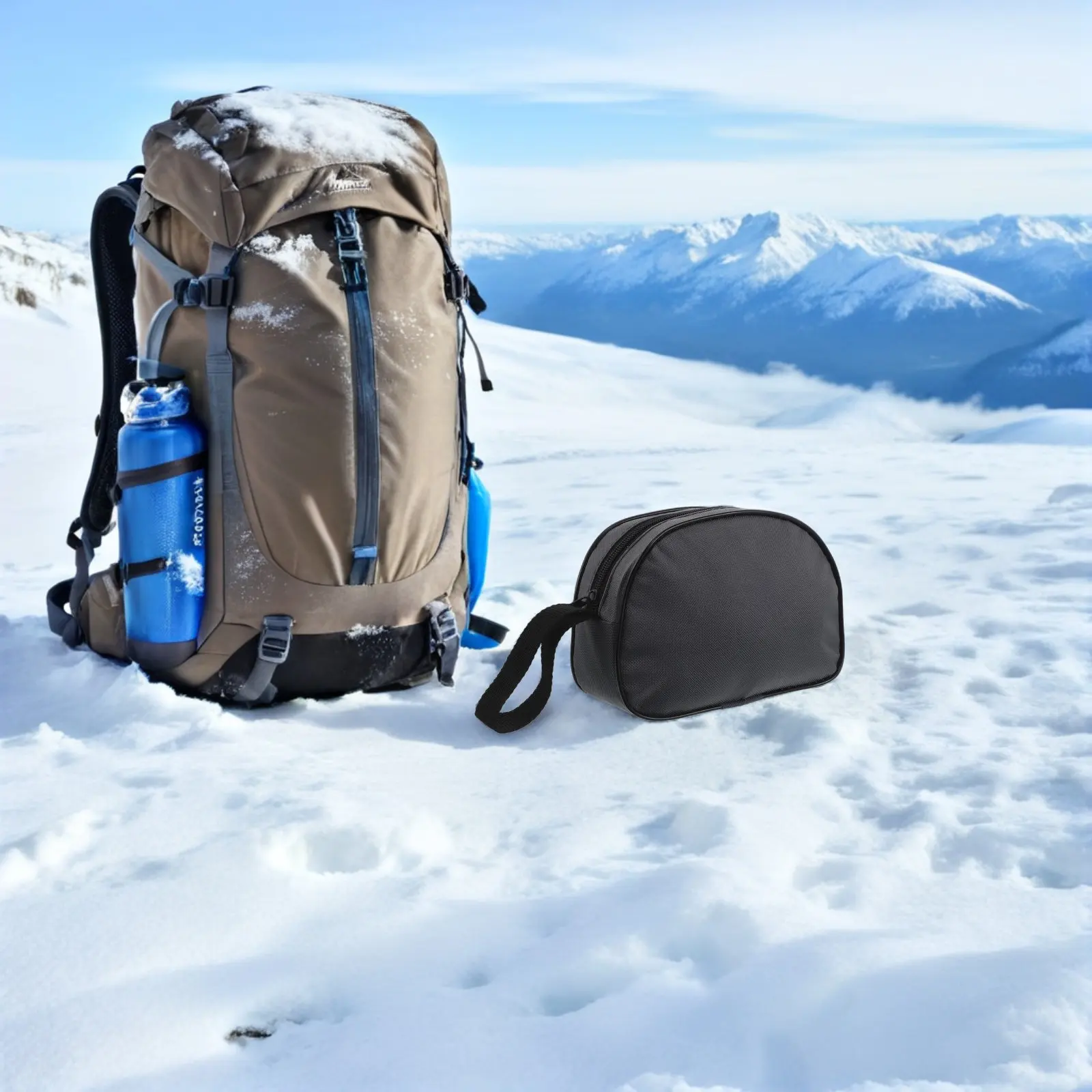 Foldable Crampon Storage Bag Waterproof Carrying Pouch for Ice Cleats Ski Shoes Winter Hiking Mountaineering Snow Equipment
