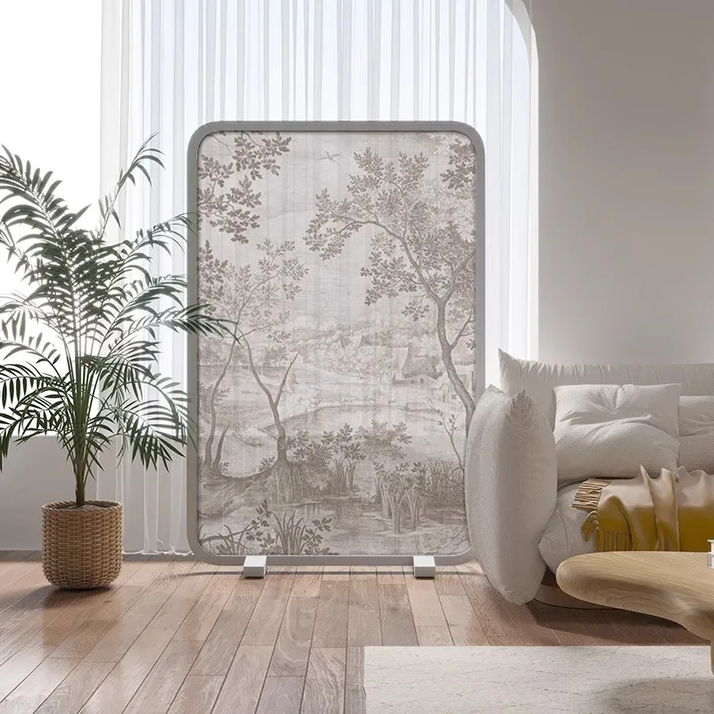 

Modern movable solid wood screen partition decoration living room entrance small apartment household seat screen scenery