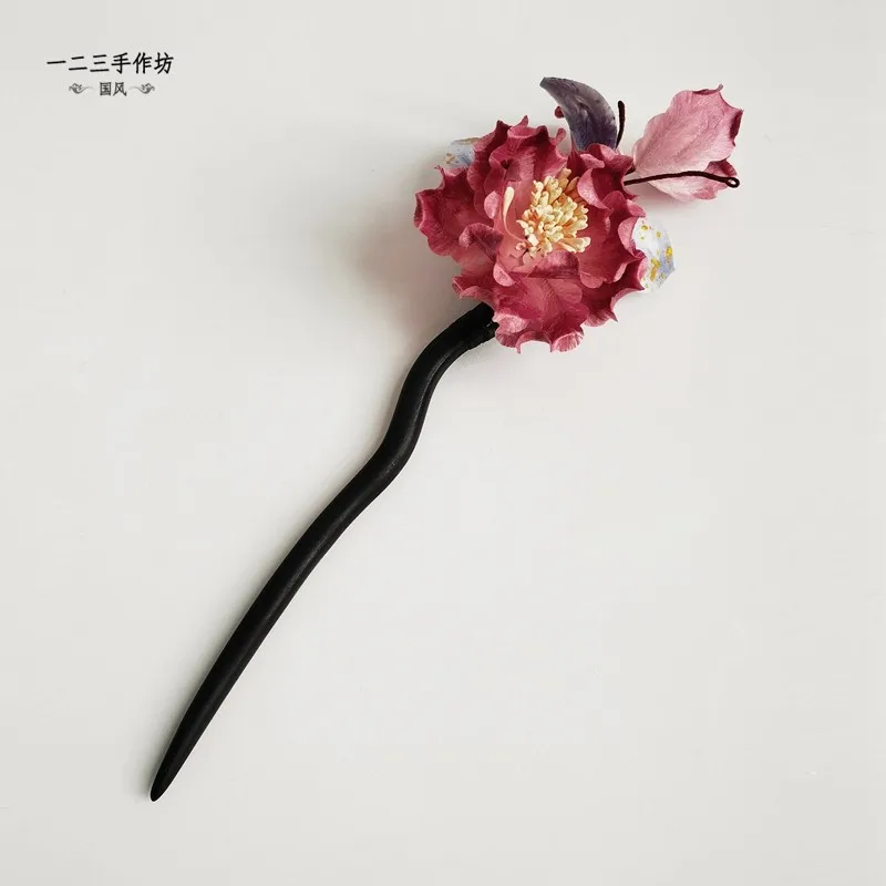 original-chinese-intangible-heritage-velvet-hairpin-red-peony-finished-hair-accessory-for-women