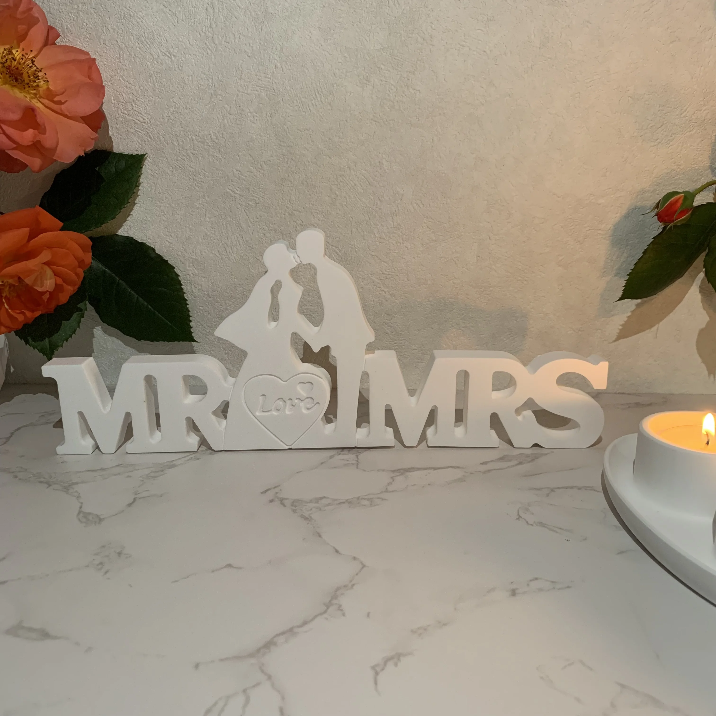 MRMRS Couple Silicone Mold Wedding Decorations DIY Concrete Resin Plaster Candle Holder Casting Molds Mariage Party Decorations