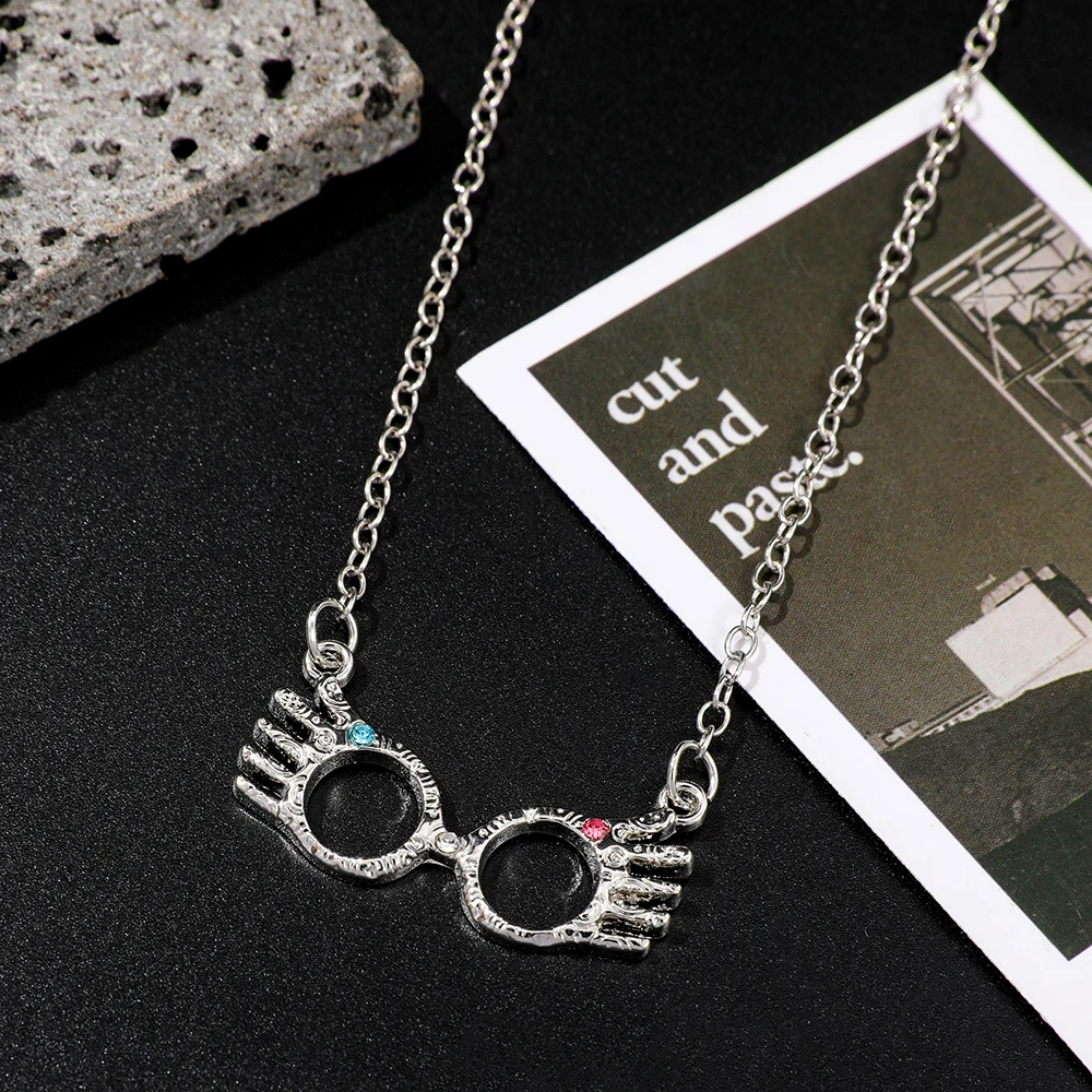 Luna Lovegood Collar de gafas Películas clásicas Cosplay Colgante Cadena para el cuello Joyería para mujeres y niñas Fans de películas