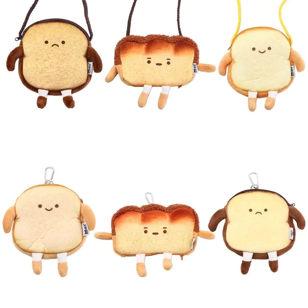 Coin Purse Bag Pendant Storage Bag Card Bag Cosmetic Bag Flush Wallet Bread keychain Bag Toast Coin Purse Girl Shoulder Bag
