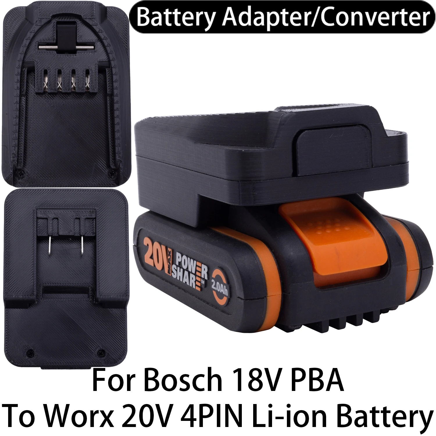 Adapter Converter For Bosch 18V PBA Li-ion Tool To Worx 20V 4PIN Li-ion Battery Adapter Converter Power Tool Accessory