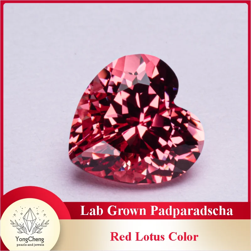 Lab Grown Padparadscha Heart Shape Red Lotus Color Gemstone for Charms Jewelry Making DIY Ring Materials Selectable Certificate