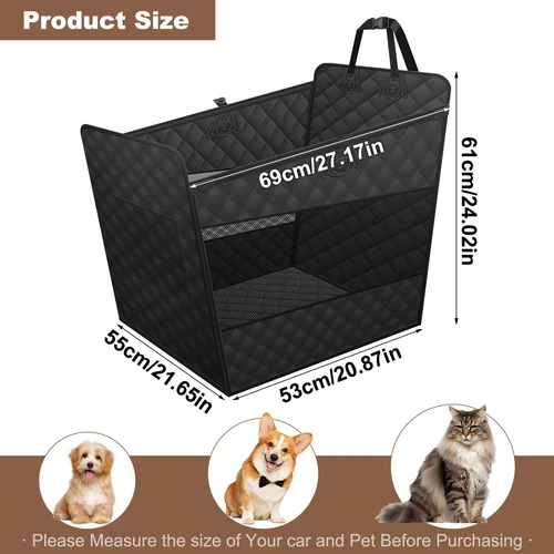Imagen 2 del producto Funda de asiento de coche para Sedan SUV, extensor de asiento medio trasero con cinturón de seguridad, hamaca de coche para perros 210T impermeable mejorada con bolsillo de malla